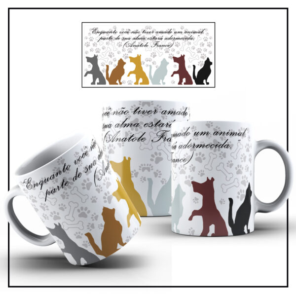 Caneca de Cerâmica Cães e Gatos Love Frases - Image 4